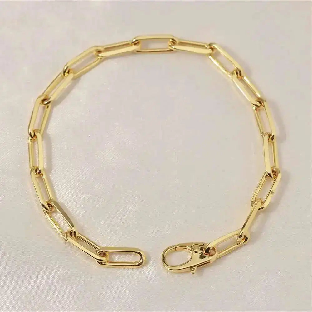 Pure 925 Paperclip Chain Wristband Chunky Jewelry Men Teens Boys Punk Rock Fashion Simple Mens Bracelet Neutral Ladies Charm