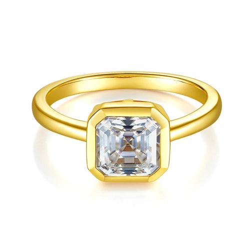 2.0ct Moissanite Wedding Ring for Women 7x7MM Laboratory Crafted Diamond S925 Silver Plated Gold Jewelry with Certificate