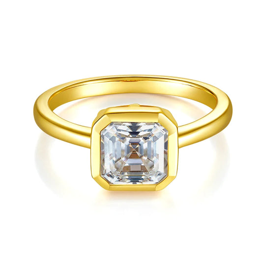 2.0ct Moissanite Wedding Ring for Women 7x7MM Laboratory Crafted Diamond S925 Silver Plated Gold Jewelry with Certificate