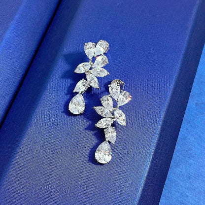 Fine Moissanite Diamond Dangle Earring 100% Real 925 sterling silver Wedding Drop Earrings for Women Promise Engagement Jewelry