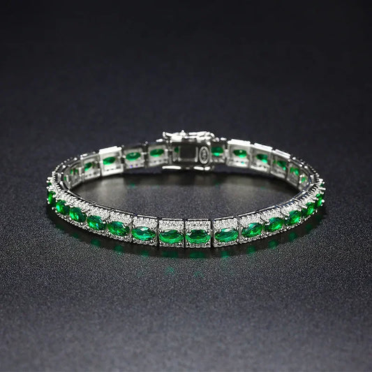 Handmade Emerald Diamond Bangle Bracelet 100% Real 925 Sterling silver Wedding Bracelets For Women Men Engagement Jewelry Gift