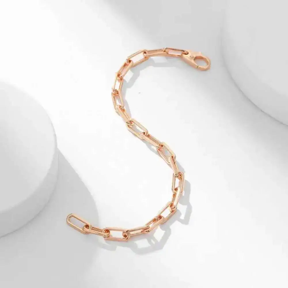 Pure 925 Paperclip Chain Wristband Chunky Jewelry Men Teens Boys Punk Rock Fashion Simple Mens Bracelet Neutral Ladies Charm
