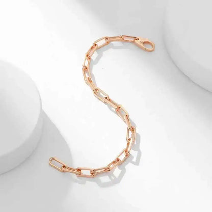 Pure 925 Paperclip Chain Wristband Chunky Jewelry Men Teens Boys Punk Rock Fashion Simple Mens Bracelet Neutral Ladies Charm
