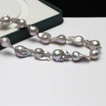 15x23-15x25mm AAAAAA Unique Form Gray Natural Freshwater Pearl Baroque Bead Women Jewelry Make DIY Necklace Bracelet Accessories