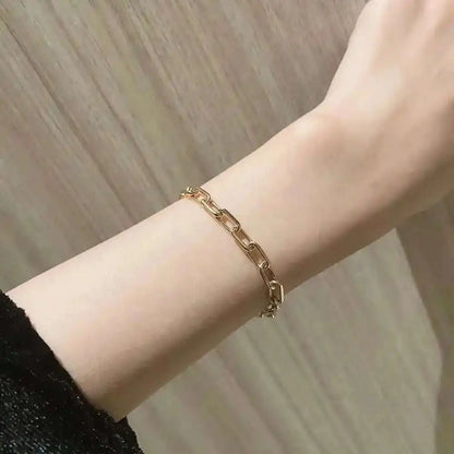 Pure 925 Paperclip Chain Wristband Chunky Jewelry Men Teens Boys Punk Rock Fashion Simple Mens Bracelet Neutral Ladies Charm