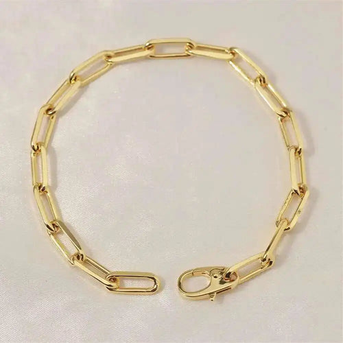 Pure 925 Paperclip Chain Wristband Chunky Jewelry Men Teens Boys Punk Rock Fashion Simple Mens Bracelet Neutral Ladies Charm
