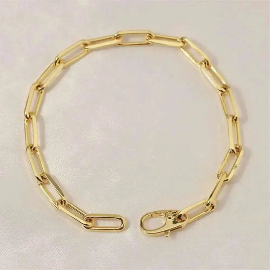 Pure 925 Paperclip Chain Wristband Chunky Jewelry Men Teens Boys Punk Rock Fashion Simple Mens Bracelet Neutral Ladies Charm