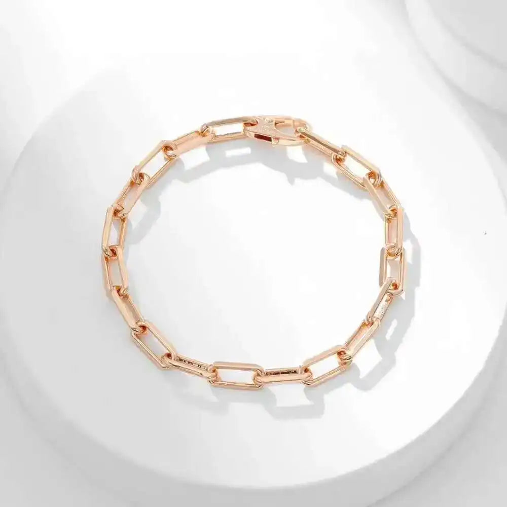 Pure 925 Paperclip Chain Wristband Chunky Jewelry Men Teens Boys Punk Rock Fashion Simple Mens Bracelet Neutral Ladies Charm