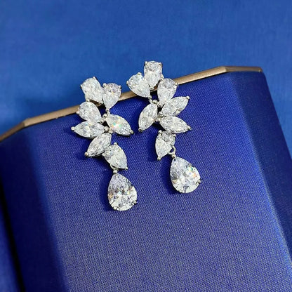 Fine Moissanite Diamond Dangle Earring 100% Real 925 sterling silver Wedding Drop Earrings for Women Promise Engagement Jewelry